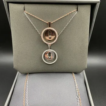 Новый стиль, серебро 925 пробы, циркон, женское, круглое ожерелье с подвеской, уникальный стиль, модный дизайн, ювелирный подарок из бутика