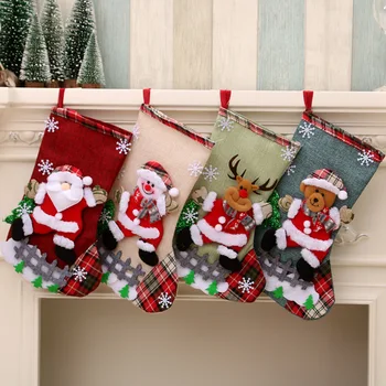 Носки с Рождеством, Украшения для Рождественской елки, Рождественский подарок, Сумка для конфет, милые ткани с несколькими стилями на выбор