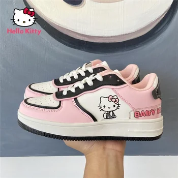 Обувь Hello Kitty, спортивная обувь для девочек и мальчиков, мультяшная легкая дышащая повседневная спортивная обувь, Розовые милые кроссовки для девочки