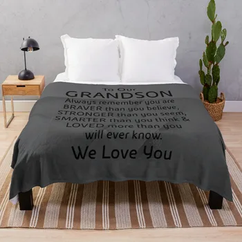 Одеяло для внука - ЧЕРНОЕ одеяло для внука - серая подушка для внука - черно-серое Одеяло для Внука, Большое Одеяло для внука