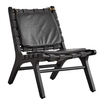 Одноместный стул из массива дерева в скандинавском ретро-стиле, Кожаное Дизайнерское кресло для отдыха, Ясень, диван-кресло для маленькой квартиры