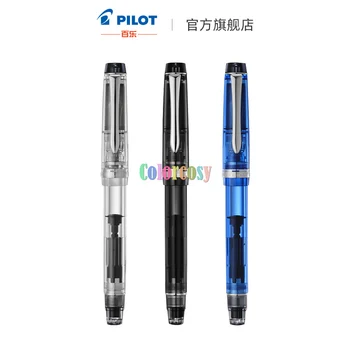 Перьевая ручка Pilot Custom Heritage, прозрачная, бесцветная/прозрачный черный/прозрачный синий, вдыхает чернила, вращая заглушку