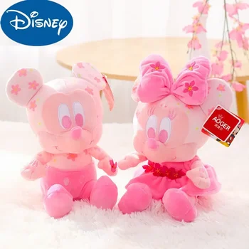 Плюшевые игрушки Disney Плюшевая кукла Микки и Минни Маус Каваи Розовое Аниме Мягкие Игрушки Украшение комнаты Детские Игрушки для детей