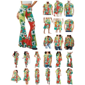 Полинезийская Тонга, Гавайи, Фиджи, Гуам, Самоа, Племенные татуировки Понпеи, одежда с принтами, женское платье, подходящая мужская рубашка, Одежда для любителей красного