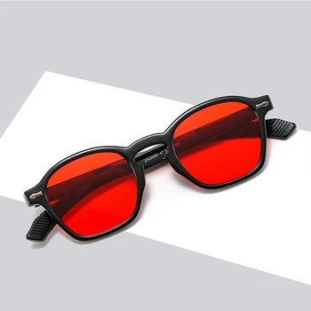 Ретро Круглые солнцезащитные очки Женские Дизайнерские Люксовый бренд Red Ocean Lens Солнцезащитные очки для мужчин с заклепками UV400 Модные Корейские очки