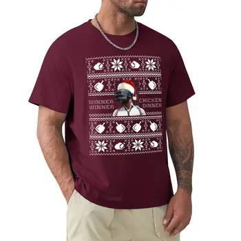 Рождественская футболка PUBG для мальчиков, белые футболки, черные футболки, короткие футболки для тяжеловесов, мужская одежда