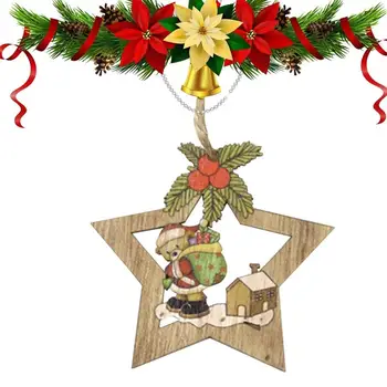 Рождественские деревянные украшения, Расписной Подвесной декор стен, украшения для Рождественской елки, Лось, Снеговик, Санта-Клаус, Рождественские украшения из дерева