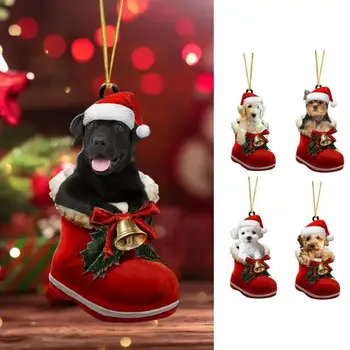 Рождественские украшения для собак Мультяшный Акриловый Орнамент для собак Милый Стиль Украшения для двери автомобиля Потолок Рождественская Елка