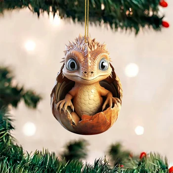 Рождественские украшения из яиц-младенцев с драконами, милые подвесные украшения из драконьего дерева, подвески из мультяшного яйца дракона, акрил для автомобильного рюкзака