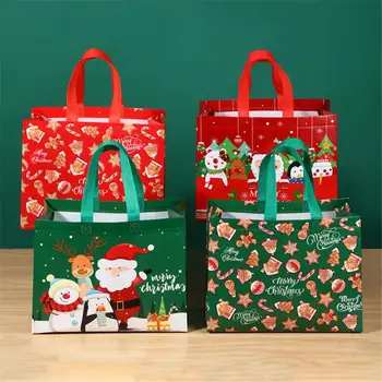 Рождественский подарочный пакет Новогодние Рождественские сумки из нетканого материала Санта Клаус Снеговик Подарочная упаковка для конфет Рождественская вечеринка