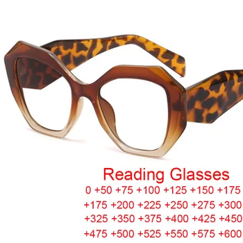 Роскошные брендовые Круглые градиентные женские очки для чтения в многоугольной оправе Модные очки с защитой от синего света, Пресбиопические очки + 75