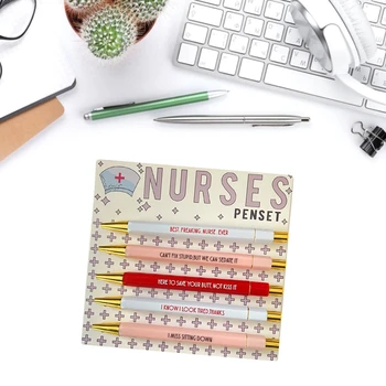 Ручка для медсестер со словом настроения, 5 шт., многофункциональный портативный набор шариковых ручек для медсестер, ручка для письма для медсестер, ежедневное использование, как показано на рисунке