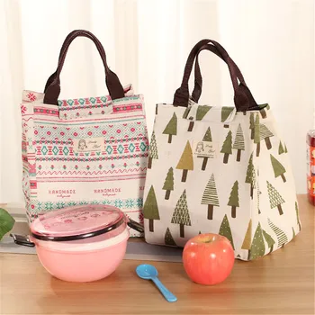 Ручная сумка для ланча из хлопка и льна Wowen, переносная термосумка для ланча, сумки для еды, коробка для перекусов, сумка для пикника, сумка для переноски еды