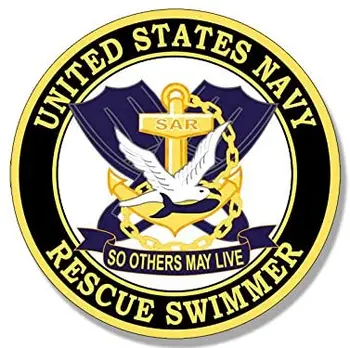 Светоотражающая автомобильная наклейка Американский виниловый круглый пловец-спасатель ВМС, чтобы другие могли жить наклейкой (логотип Naval Air)
