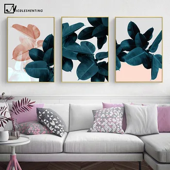 Скандинавский плакат с ботаническими листьями, Скандинавское Абстрактное растение, печать на холсте, картина современного искусства, украшение дома