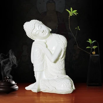 Статуя Индийского Будды из белой смолы - Декор для дома, подарок на новоселье на удачу и благоприятность