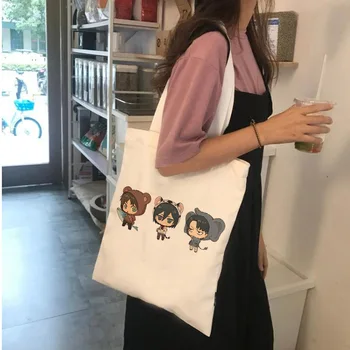 Сумка-тоут из японского аниме Levi Attack on Titan Shopper s Shingeki No Kyojin, Холщовая сумка для покупок через плечо, многоразовая