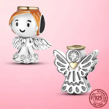 Счастливый Ангел-хранитель Подвесной шарм Крылья Ангела Бусины подходят к оригинальному браслету-МУЛА и ожерелью Оригинальный подарок для изготовления ювелирных изделий своими руками