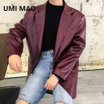 Темный кожаный блейзер UMI MAO Yamamoto, куртка, повседневное пальто для мужчин и женщин в американском стиле, ретро-мотоцикл, Y2K