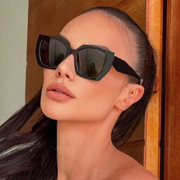 Тренд 2022 года, Новые Солнцезащитные очки неправильной квадратной формы, Женские Мужские Модные Дизайнерские Солнцезащитные очки в черной большой оправе, Летние Очки для путешествий