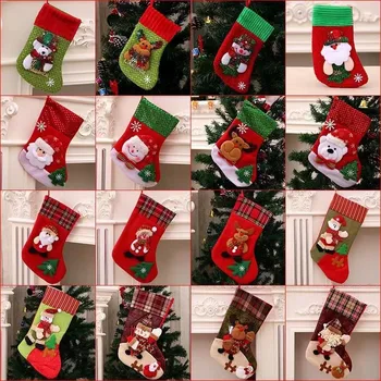 Украшения в виде рождественской елки, Рождественские носки, подарочный пакет, Рождественские чулки, рождественские украшения, макет сцены