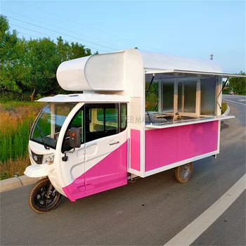 Уличная распродажа Мороженого Piaggio Ape Электрический Трехколесный велосипед Конфет, печенья, Тележка для еды Tuk Tuk Тележка для еды