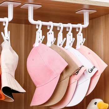 Универсальный держатель для шляп в шкафу с зажимами, экономящий место, бейсболки, вешалка для хранения шляп, держатель для настенной двери