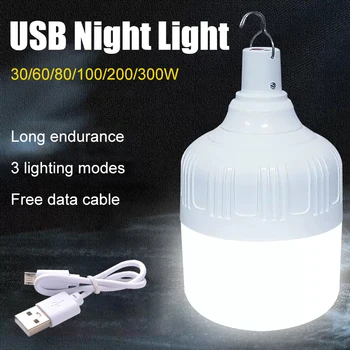 Фонарь для кемпинга, Портативная светодиодная лампа, подвесная лампа для палатки, перезаряжаемые USB-фонари для рыбалки на открытом воздухе, Аварийный кемпинг, 3 режима освещения