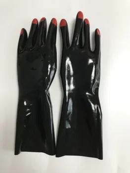 Черные короткие латексные перчатки унисекс, фетиш-варежки с накладными ногтями на пальцах