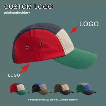 Японские походные кепки Tooling с 5 клапанами для мужчин, изготовленный на заказ логотип, ретро-шляпа в стиле хип-хоп контрастного цвета, Летняя быстросохнущая бейсболка